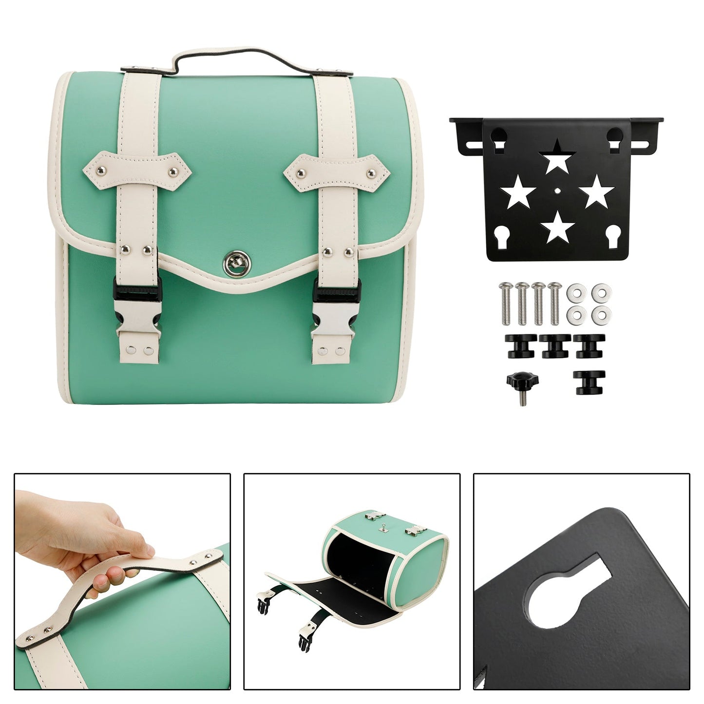 Borsa laterale porta attrezzi, kit di valigie a sgancio rapido, colore verde, per cruiser, adventure cafe.
