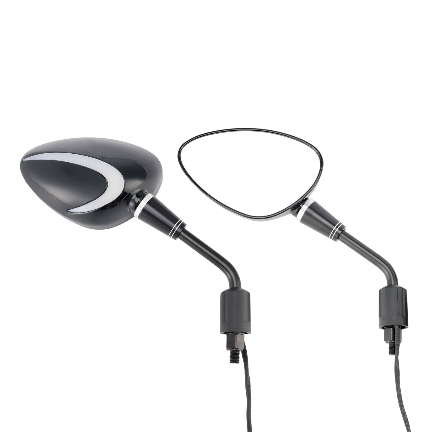 Coppia di specchietti retrovisori a LED neri da 10 mm con filettatura destra per Piaggio Vespa