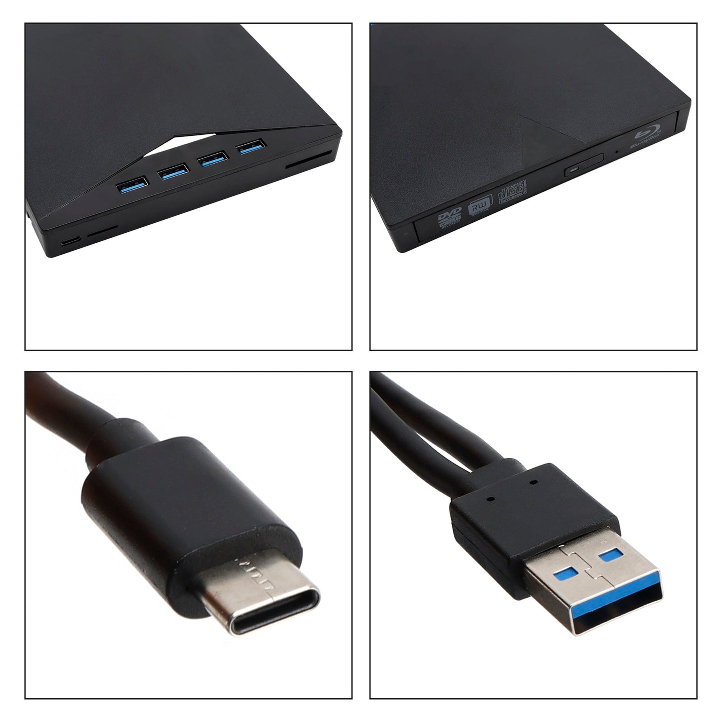 Masterizzatore BD 7 in 1 esterno USB 3.0, lettore DVD, CD, registratore 3D, lettore di film.