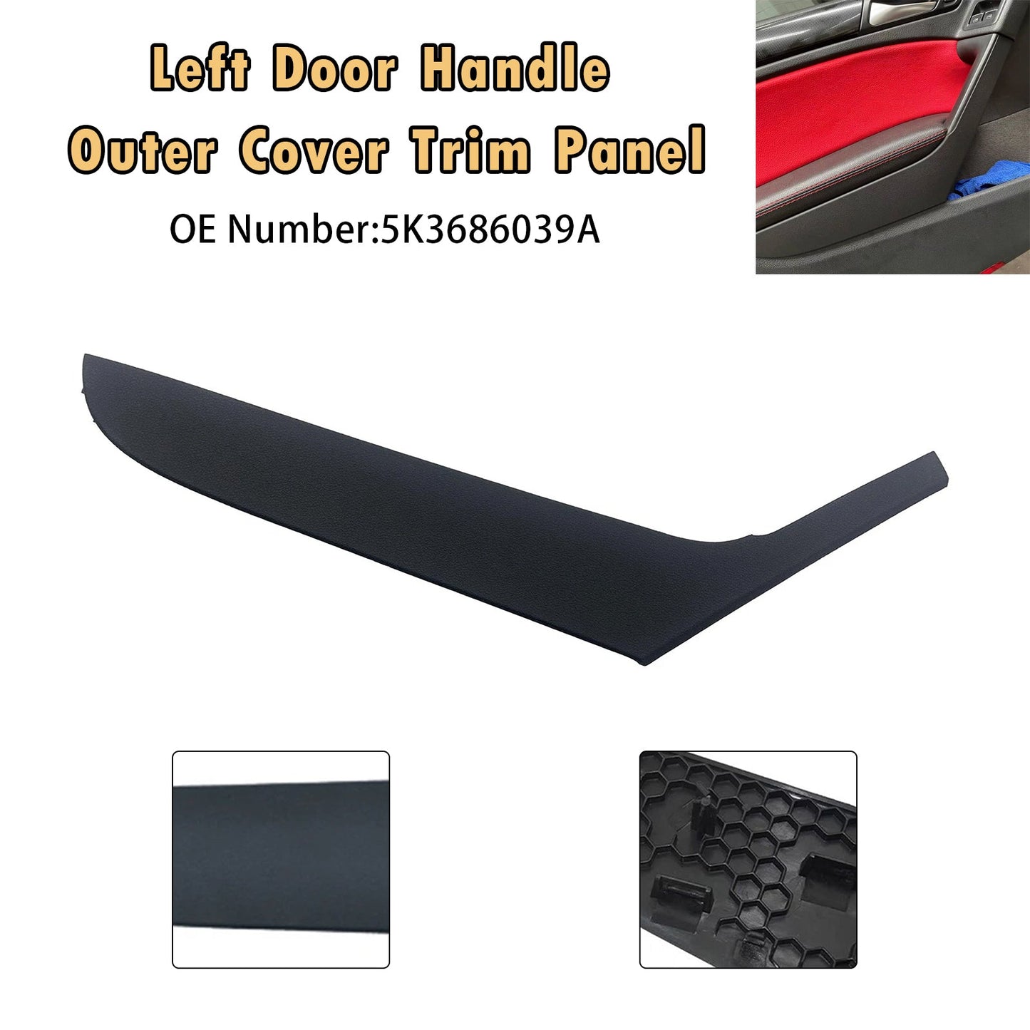 Rivestimento esterno della maniglia della portiera sinistra, codice 5K3686039A, per VW Golf 6 Coupé 2009-2013