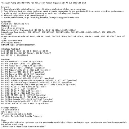 Pompa del vuoto AUDI TT 1.8T/2.0T (benzina) 2015-2023 06K145100AJ 06K145100P 06K145100CC
