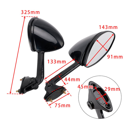 Coppia di specchietti retrovisori sinistro e destro per Kawasaki ZZR 1400 ZZ-R 1400 Ninja ZX-14 R 06-25