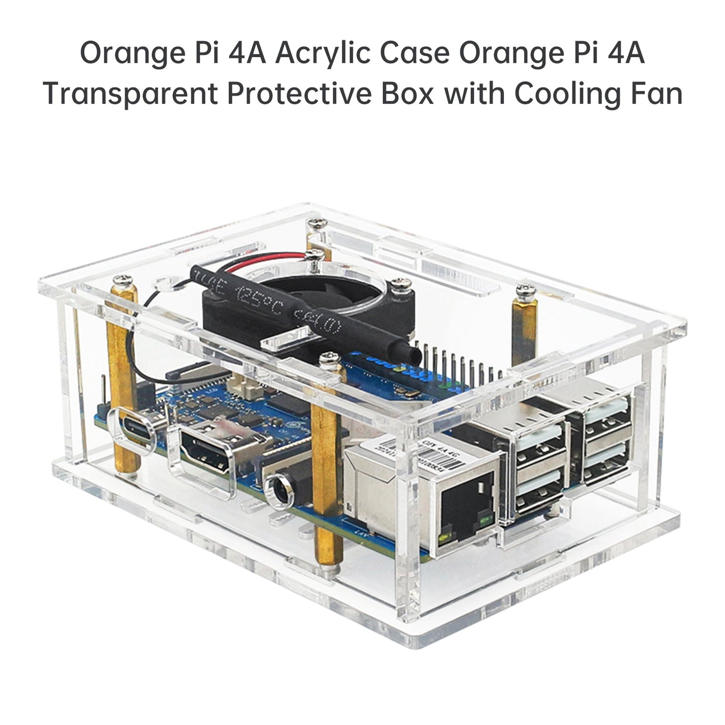 Custodia protettiva trasparente per Orange Pi 4A Custodia in acrilico per Orange Pi 4A con ventola di raffreddamento