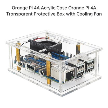 Custodia protettiva trasparente per Orange Pi 4A Custodia in acrilico per Orange Pi 4A con ventola di raffreddamento