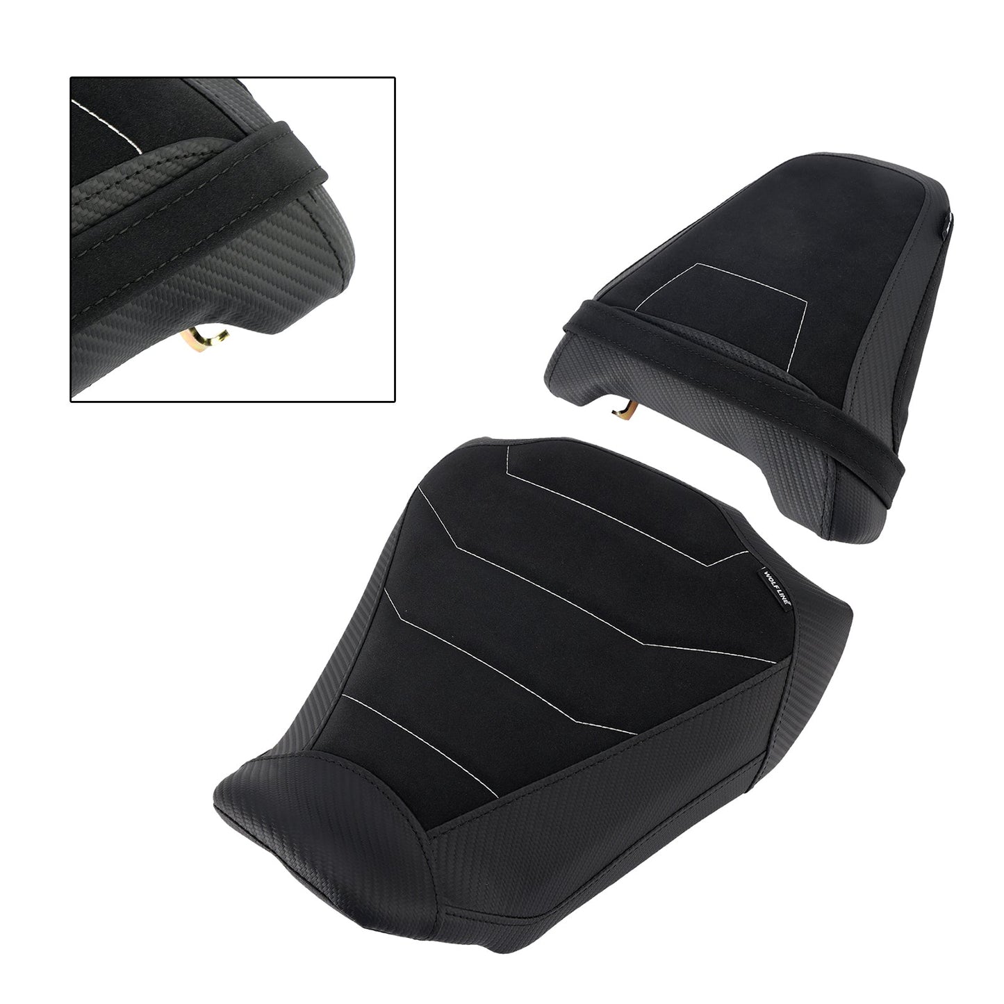Kit sella conducente e passeggero 2024-2025 per Honda CB650R CBR650R, cuscino posteriore nero.