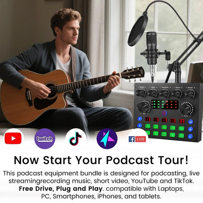 Scheda audio V8s, set di schede audio per live, podcast, registrazioni, canto, streaming e giochi.