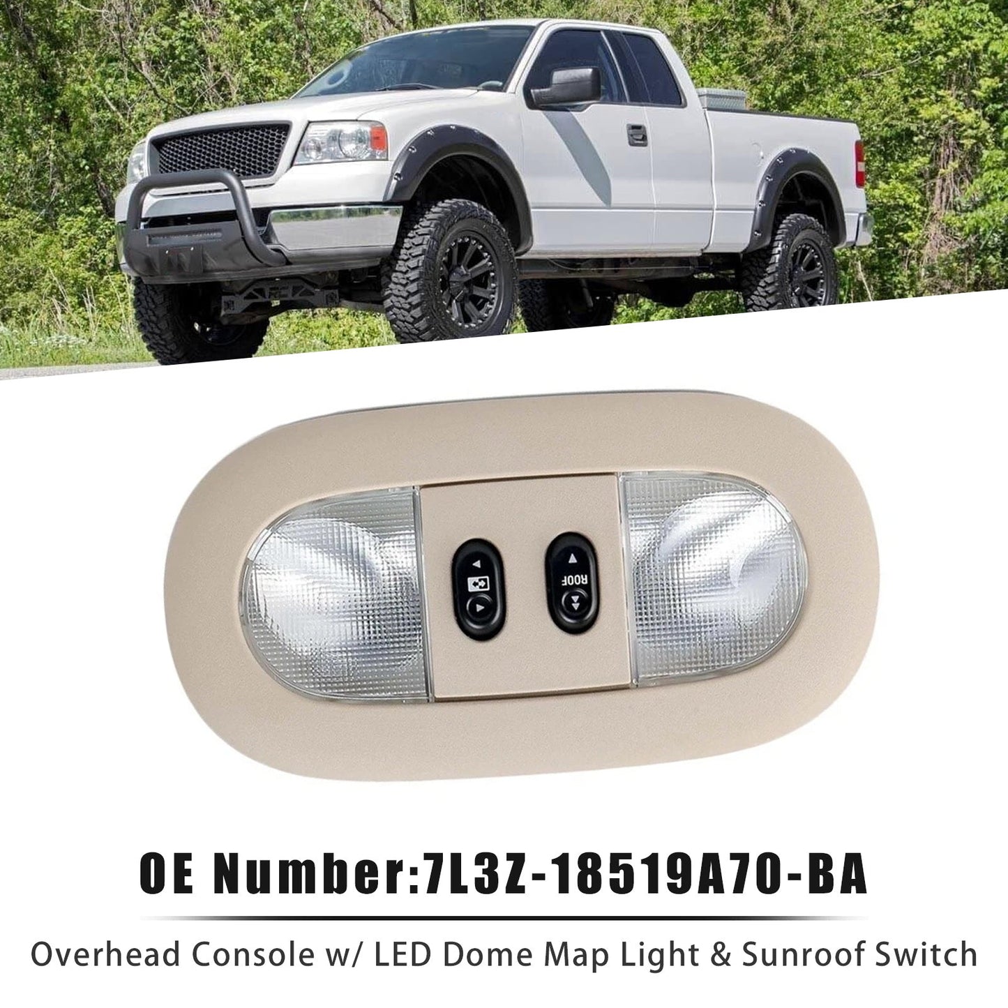 Interruttore per luce abitacolo, plafoniera e tettuccio apribile 7L3Z-18519A70-BA per Ford F-150 04-08
