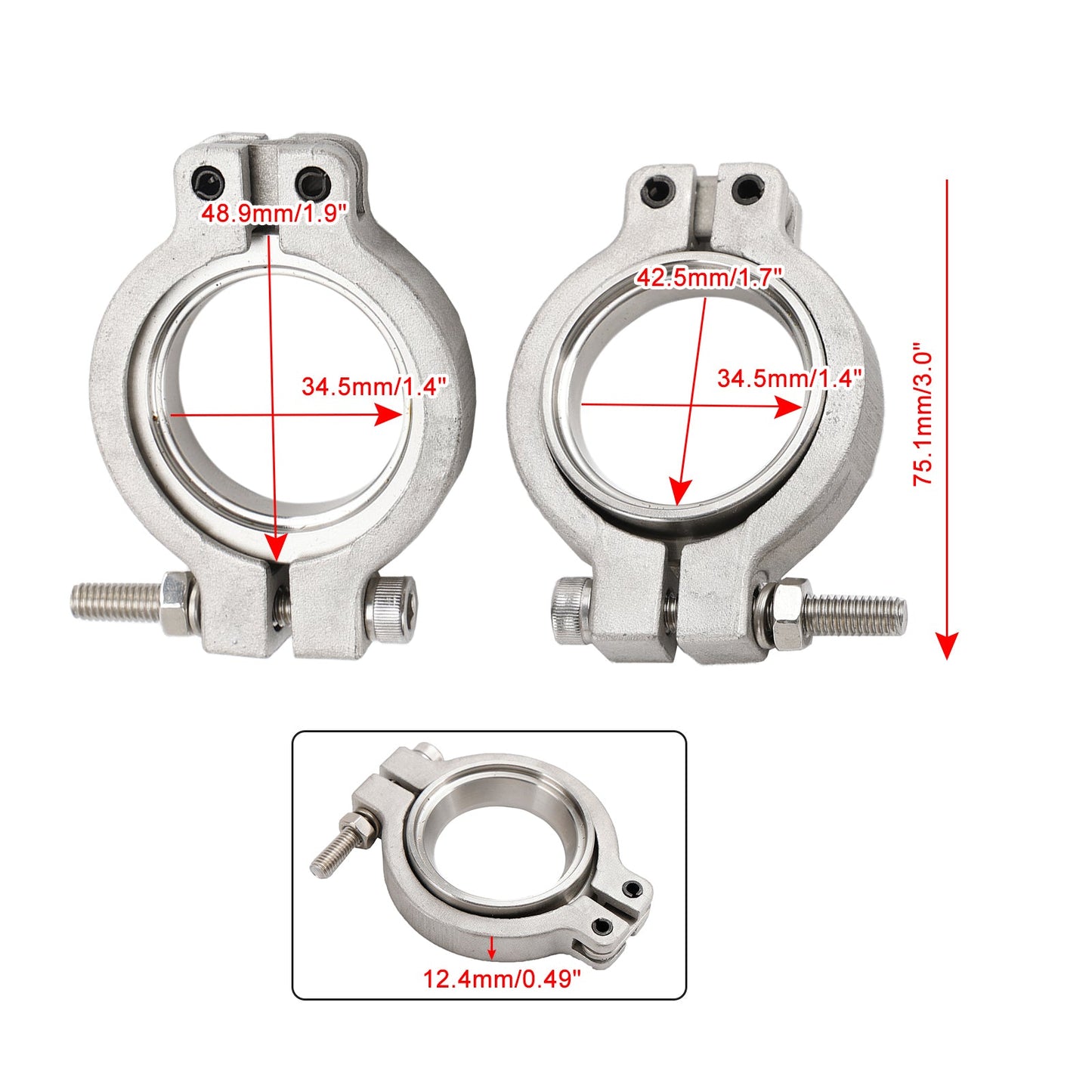 Kit di morsetti a V Wastegate TiAL MV-S da 38 mm, 4 pezzi, con viti, dadi e guarnizioni