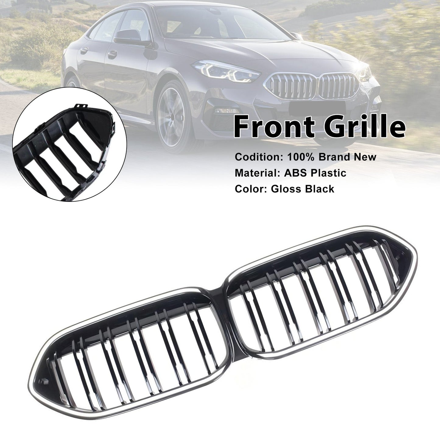 Griglia paraurti anteriore nera lucida per BMW Serie 2 F44 Coupé 2020-2023