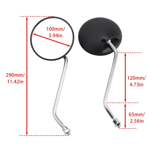 Coppia Specchietti Rotondi Neri Per Piaggio Vespa Scooter Ciclomotore 8mm Universale