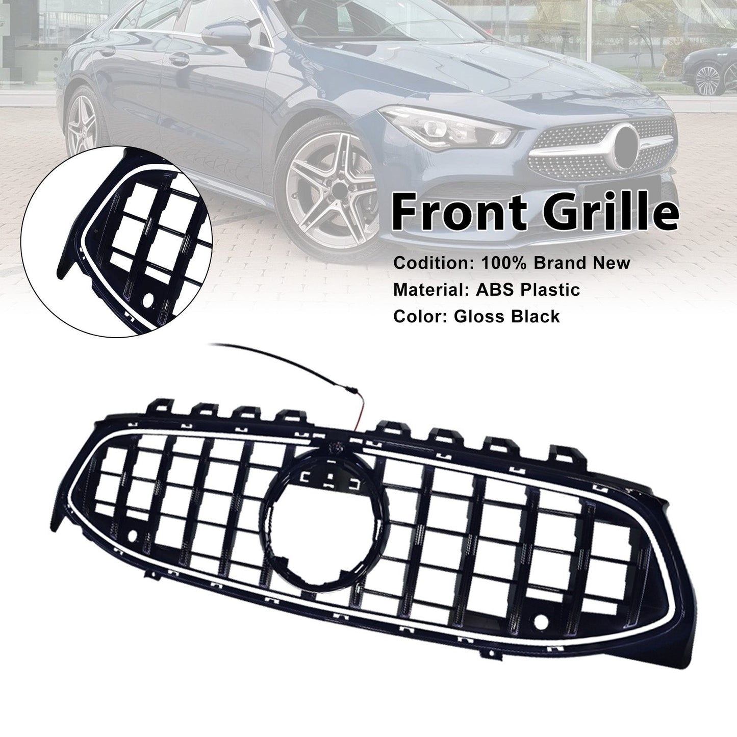 Griglia paraurti anteriore nera per Mercedes Classe CLA W118 C118 GT 2020-2024