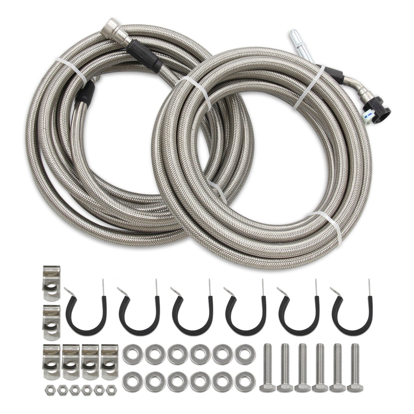 Kit tubo carburante intrecciato in acciaio inossidabile FLEX, 2.2L/2.4L l4, Chevy HHR 2006-2010, fissaggio rapido QFF0015SS