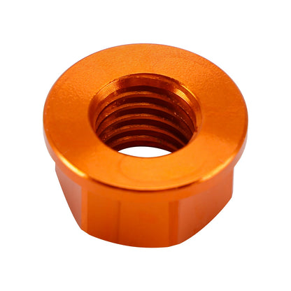 Confezione da 6 dadi flangiati per pignone posteriore in alluminio M10X1,5 mm arancioni per moto