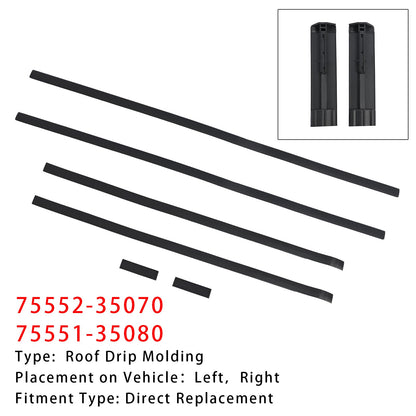 2010-2024 Toyota 4Runner 6 pezzi modanatura per gocciolatoio tetto 75552-35070 75551-35080