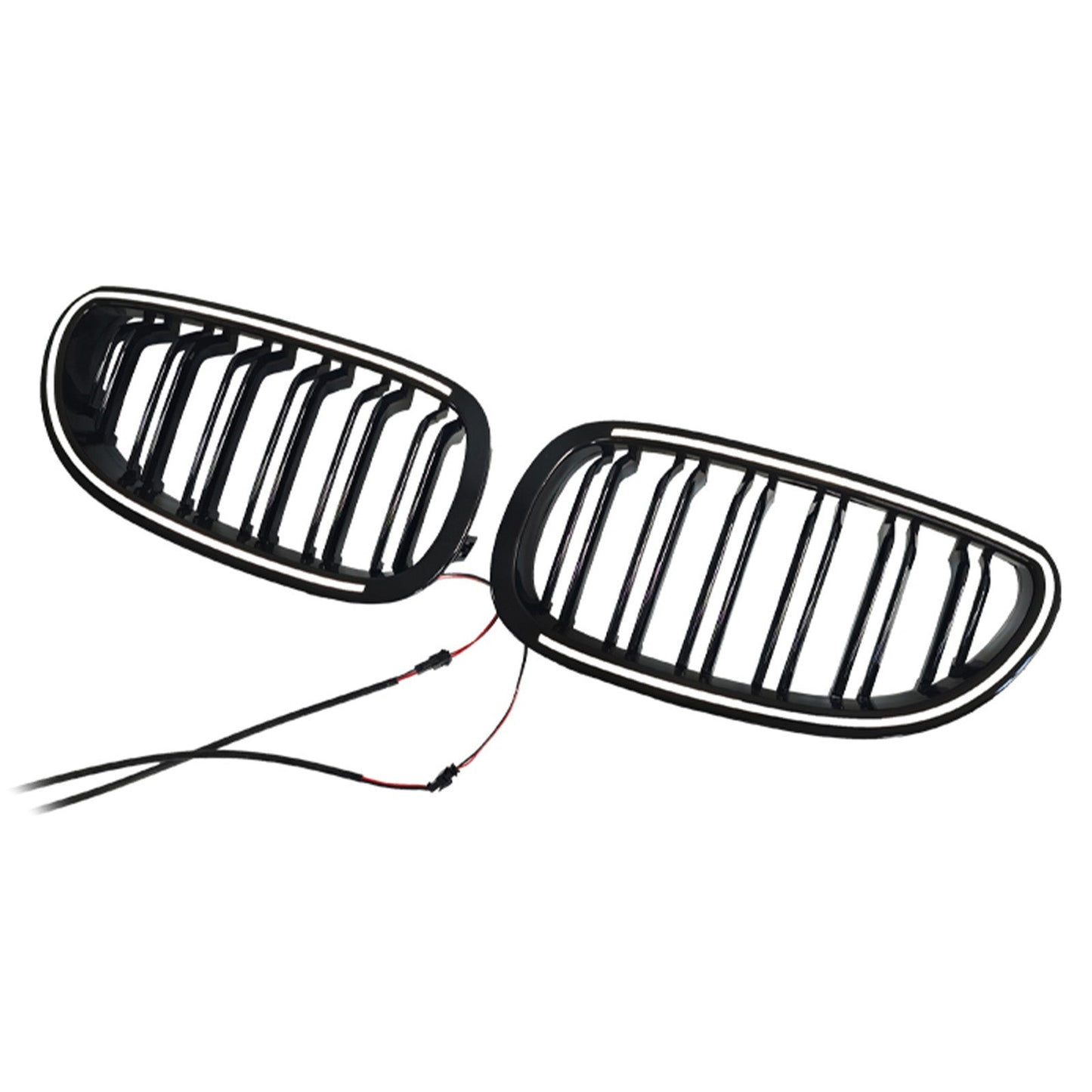 Griglia anteriore sportiva a doppio rene nera lucida per BMW Serie 5 Touring E61 520i 523i 525i 528i 530i 535i 540i 545i 550i (2 pezzi) dal 2004 al 2009.