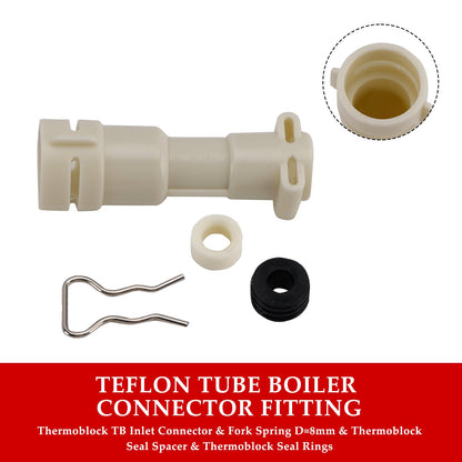 Kit di connettore di ingresso ThermoBlock, guarnizione, distanziale e forcella D8mm per elemento riscaldante dell'acqua adatto per macchina da caffè Philips 422224777123