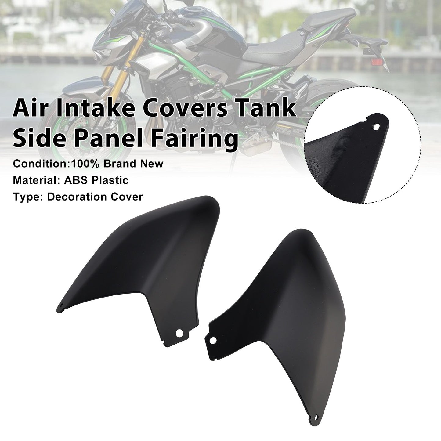 Coperture prese d'aria, pannello laterale serbatoio, carenatura per Kawasaki Z900 2025-2026, nero opaco