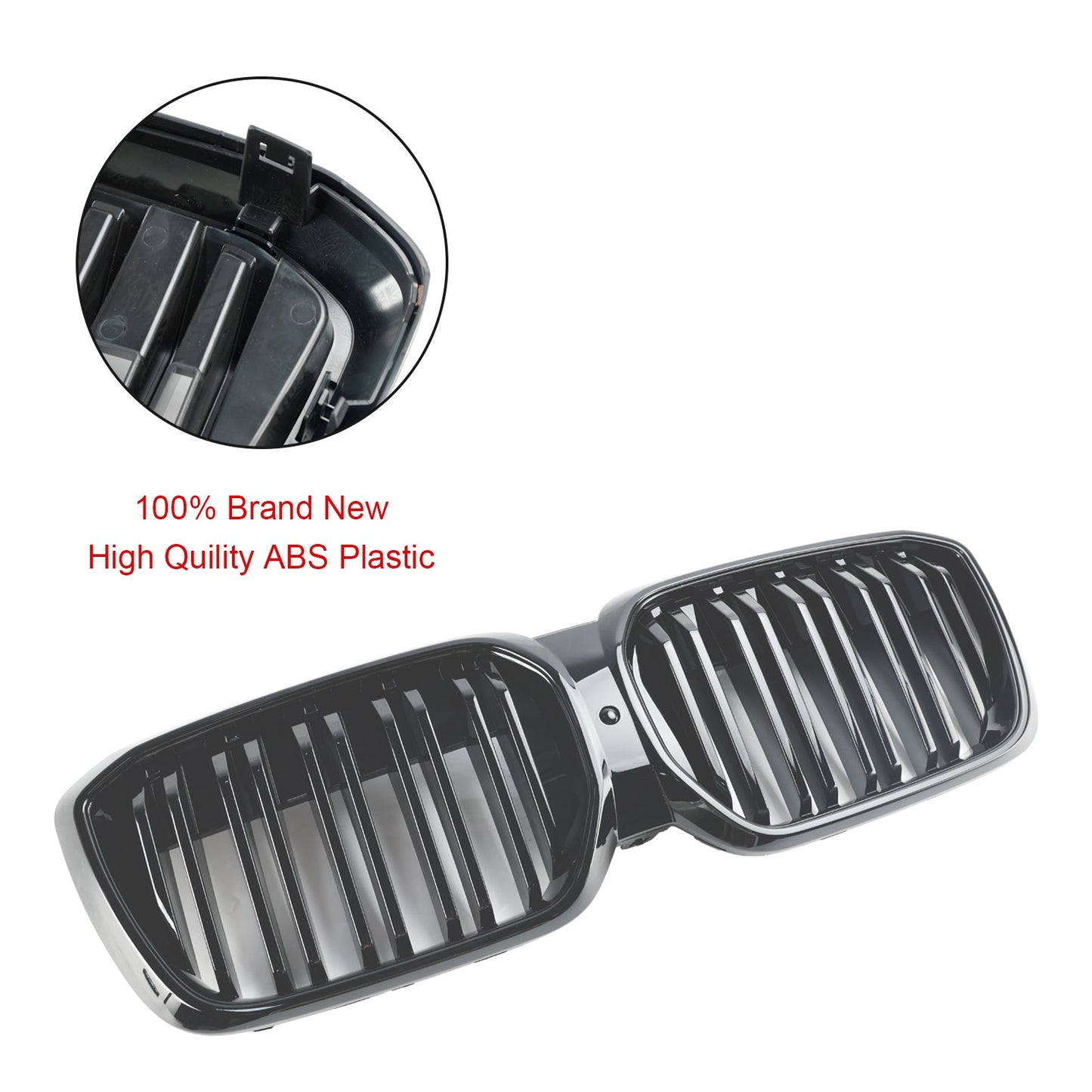 2022+ BMW IX3 G08 LCI Griglia a rene anteriore nera lucida a doppia lamella