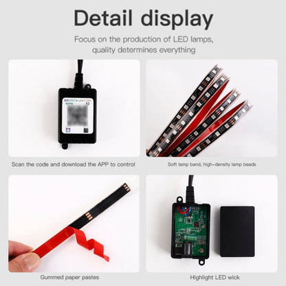 6 pezzi di luce LED per telaio modificata con controller APP Fantasy Ambient Light 60 cm * 2 + 150 cm * 2 + 60 cm * 2