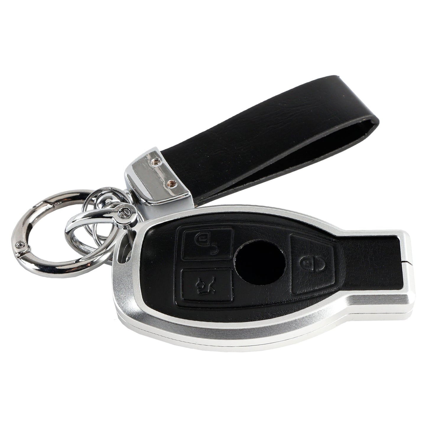 Custodia protettiva in pelle, lega di alluminio e TPU per chiave auto Benz GLC GLK CLS, colore nero