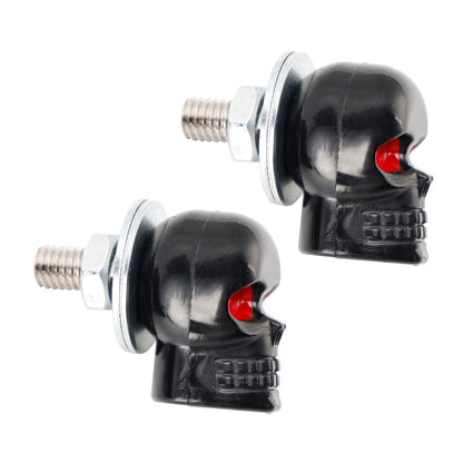 Bulloni per telaio targa con testa a teschio in plastica M6, ferramenta nera X2
