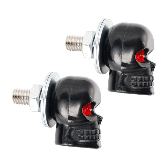 Bulloni per telaio targa con testa a teschio in plastica M6, ferramenta nera X2