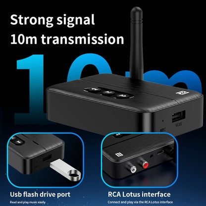 Ricevitore audio Bluetooth 5.4 NFC, amplificatore AUX/RCA, unità flash USB per riprodurre musica