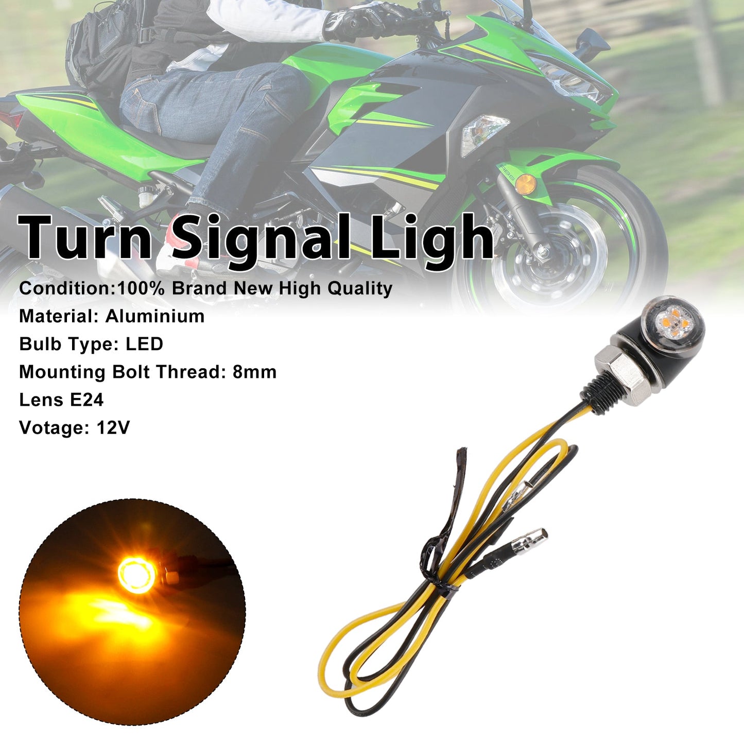 Indicatore di direzione a LED da 12 V, 8 mm, universale per moto Honda
