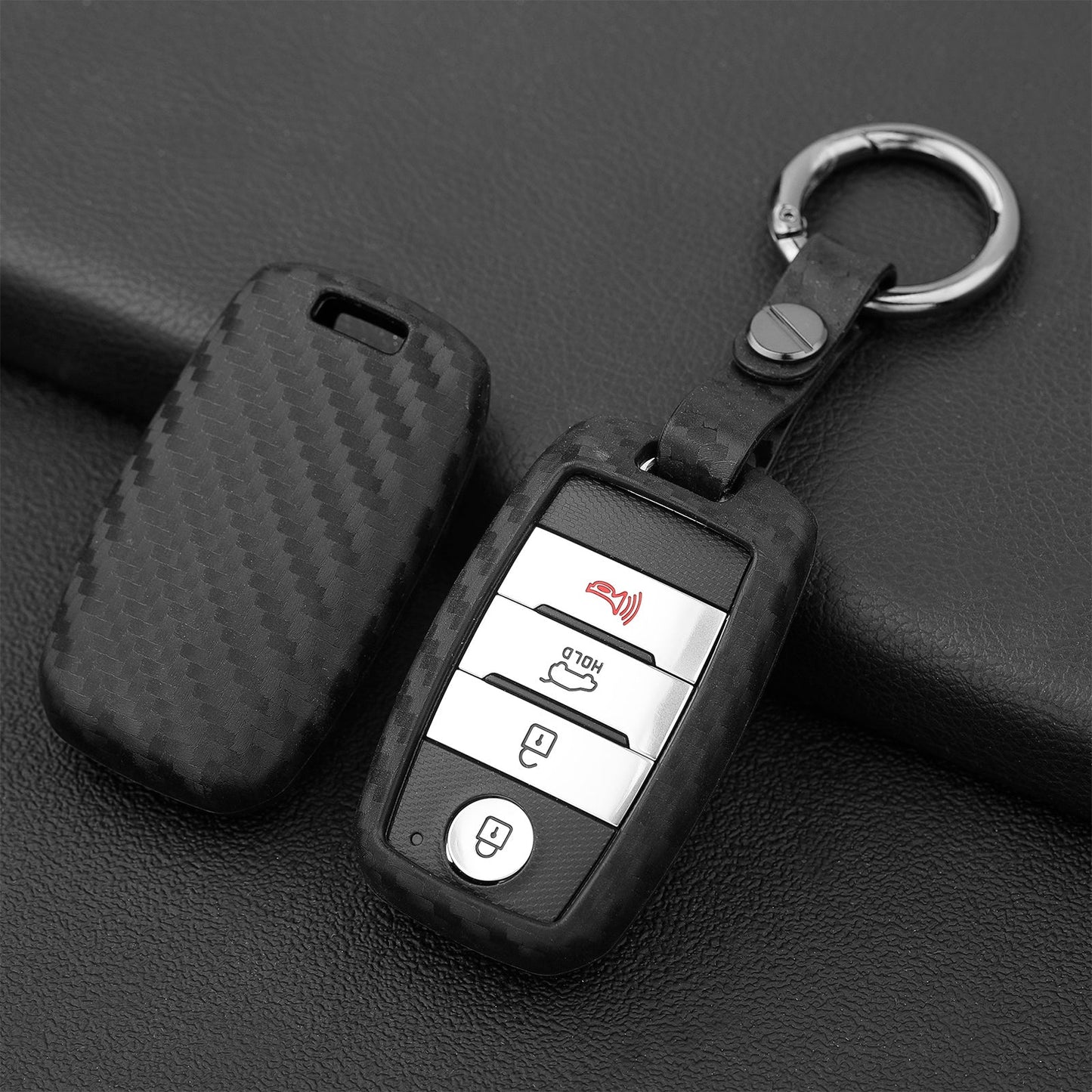 Custodia in pelle e silicone per chiave auto con fibbia per Kia