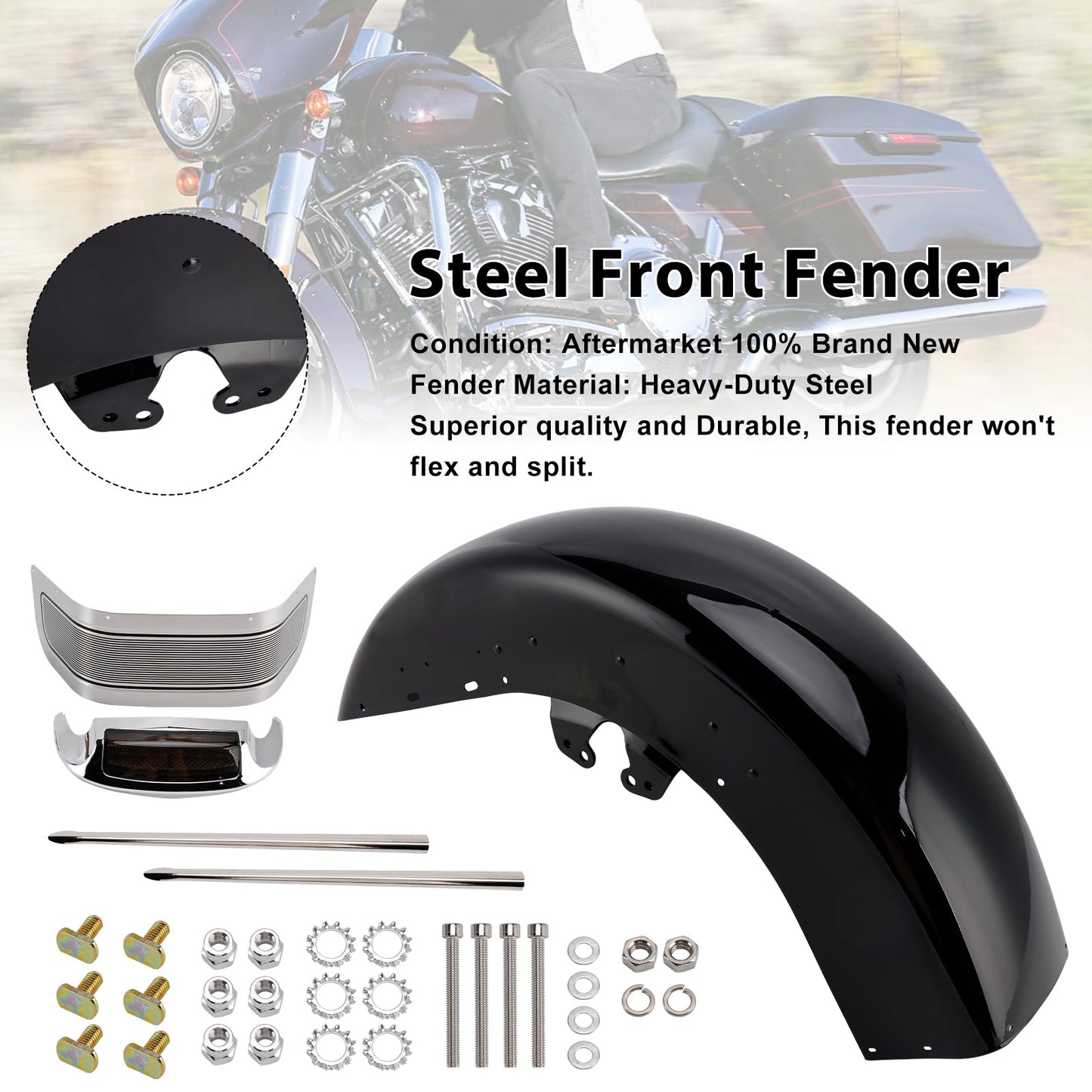 Parafango anteriore in acciaio per Touring Electra Glide Ultra Limited 2014-2024
