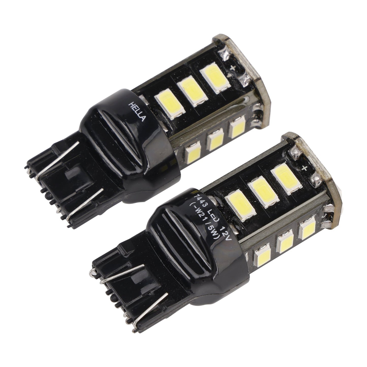 2X per HELLA LED Retrofit 7443W Wedge T5 12V 3W W21/5W 6000K