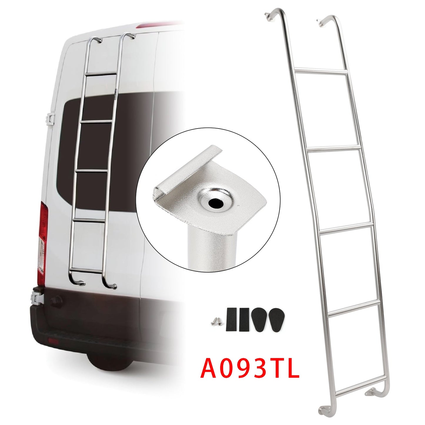 Scala per furgoni Ford Transit High Roof 2014-2025 in acciaio inox a 5 gradini A093TL