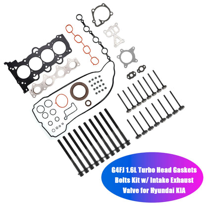 Kit bulloni guarnizioni testata turbocompressa Hyundai Veloster 1.6L GAS Turbo G4FJ 2013-2021 con valvola di aspirazione e scarico 23110-2B710