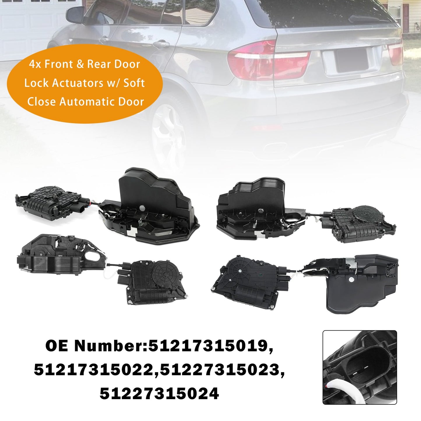 4 attuatori per serratura porte anteriori e posteriori per BMW X5 E70 07-12 X6 E71 08-14 con chiusura ammortizzata