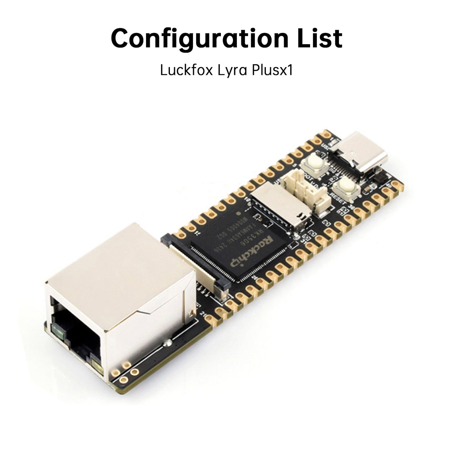 Scheda di sviluppo Linux Luckfox Lyra Plus con chip RK3506G2, porta di rete RJ45 da 128 MB