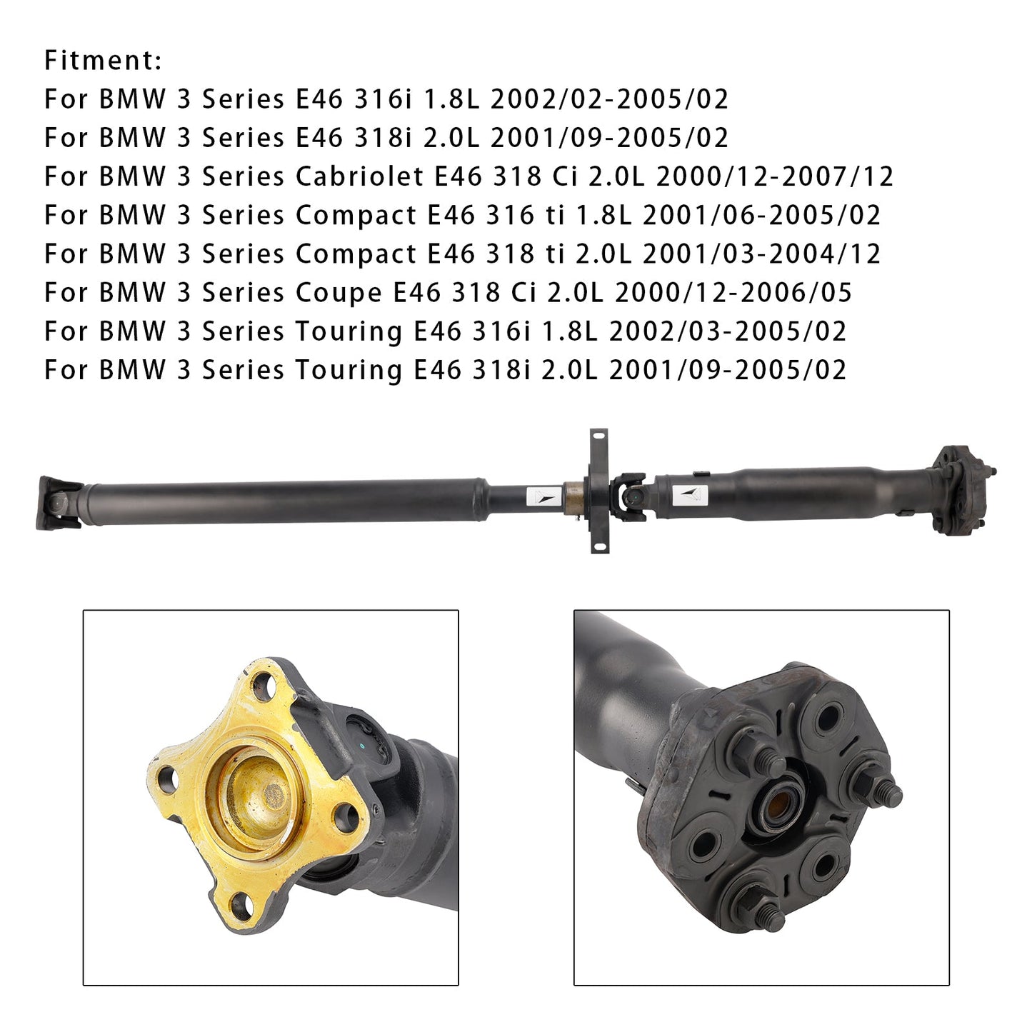 BMW Serie 3 Cabriolet E46 318 Ci 2.0L 2000/12-2007/12 Albero di trasmissione posteriore 26117519303
