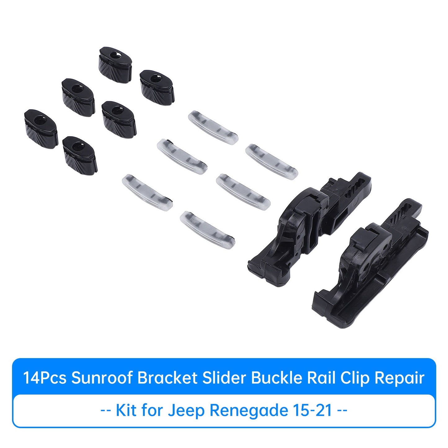Kit di riparazione con 14 clip per staffa scorrevole del tettuccio apribile per Jeep Renegade 15-21