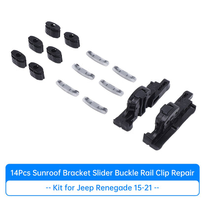 Kit di riparazione con 14 clip per staffa scorrevole del tettuccio apribile per Jeep Renegade 15-21