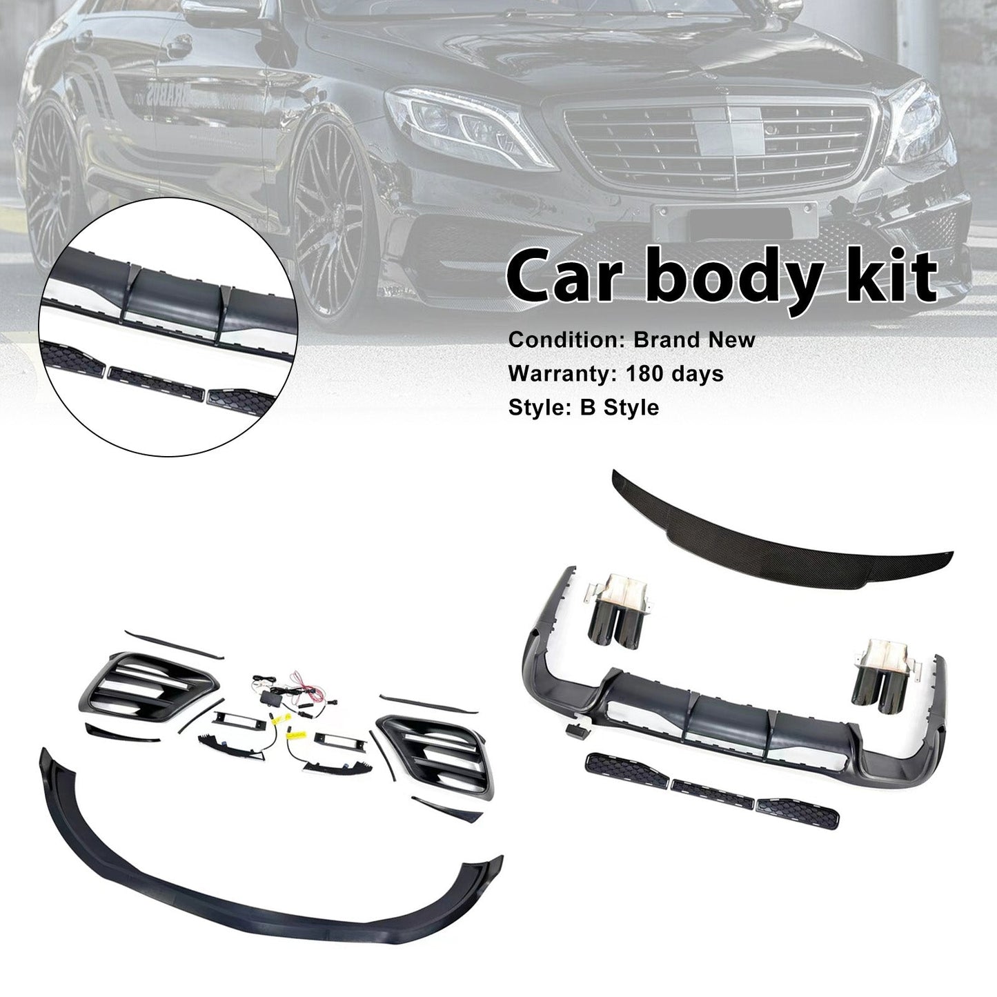 Kit carrozzeria B Style per Mercedes Classe S W223 S450 S500, anni 2021-2023.