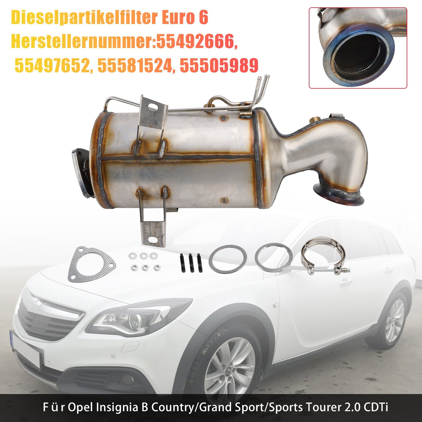 55497652 Per Opel Insignia B Grand Sport 2017/03-2025/12 Z18 2.0 CDTi Filtro antiparticolato diesel DPF