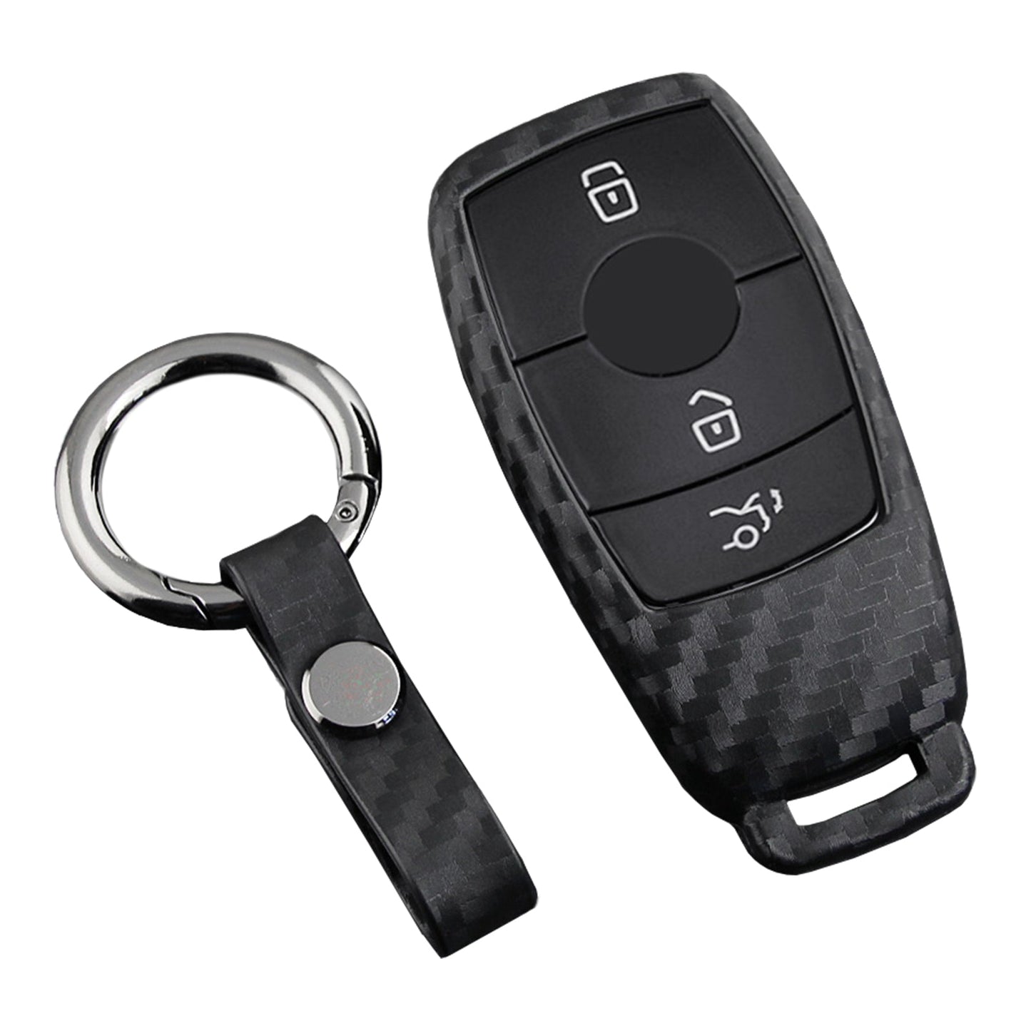 Custodia in silicone e pelle per chiave auto con fibbia per Mercedes-Benz E