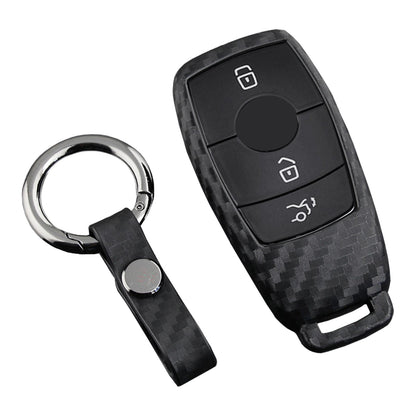 Custodia in silicone e pelle per chiave auto con fibbia per Mercedes-Benz E