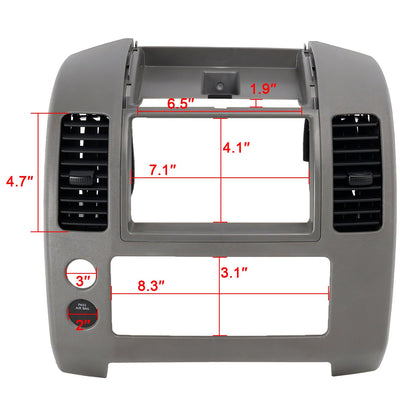 Nissan Frontier S, XE, SE, LE, Nismo Off-Road 2005-2020 - 4 cilindri 2.5L, 6 cilindri 4.0L Pannello console cruscotto centrale, cornice coperchio quadro strumenti 68259-ZP16