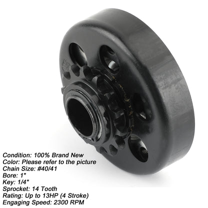 13HP Go Kart Frizione Centrifuga 1inch Bore 14T 14 Tooth Per 40 41 420 Chain