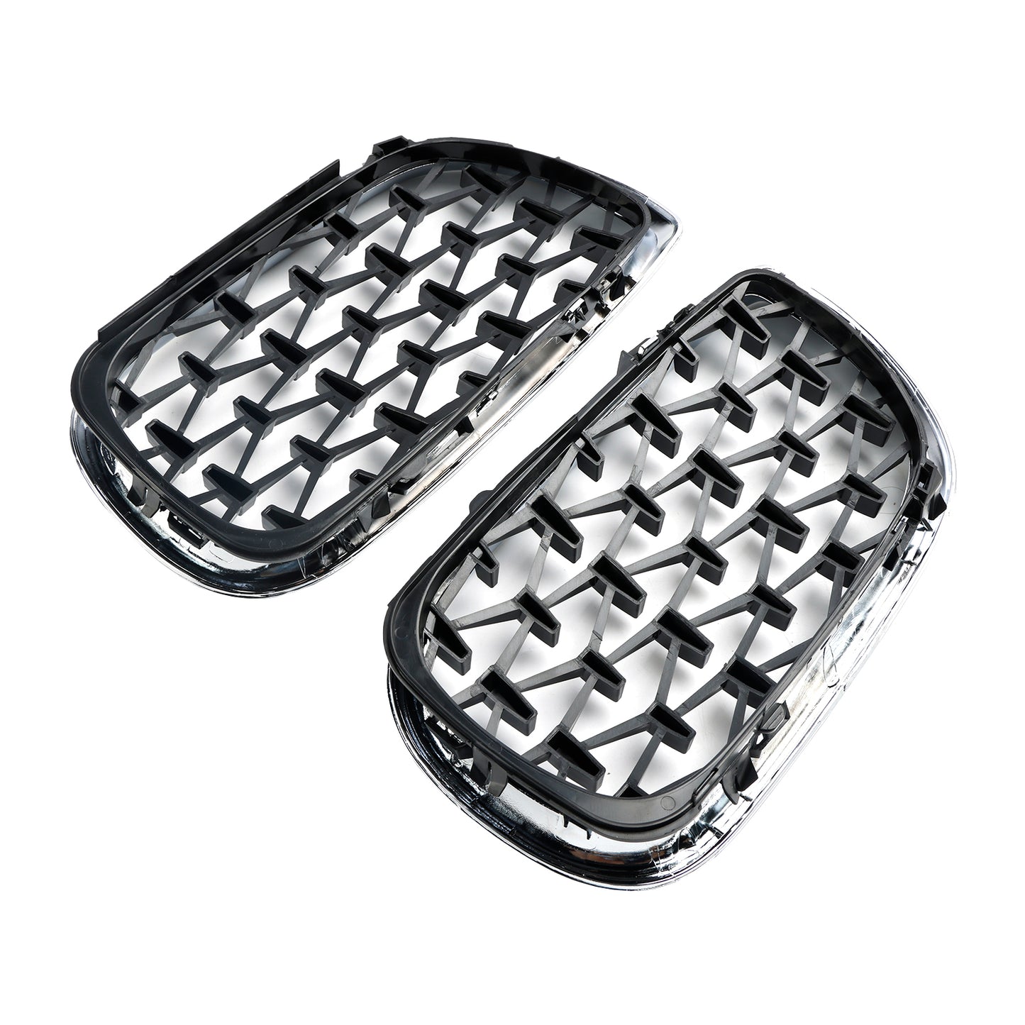 Pair Chrome Diamond Grille For BMW E46 Saloon/Touring Facelift 2002-2005 4Dr