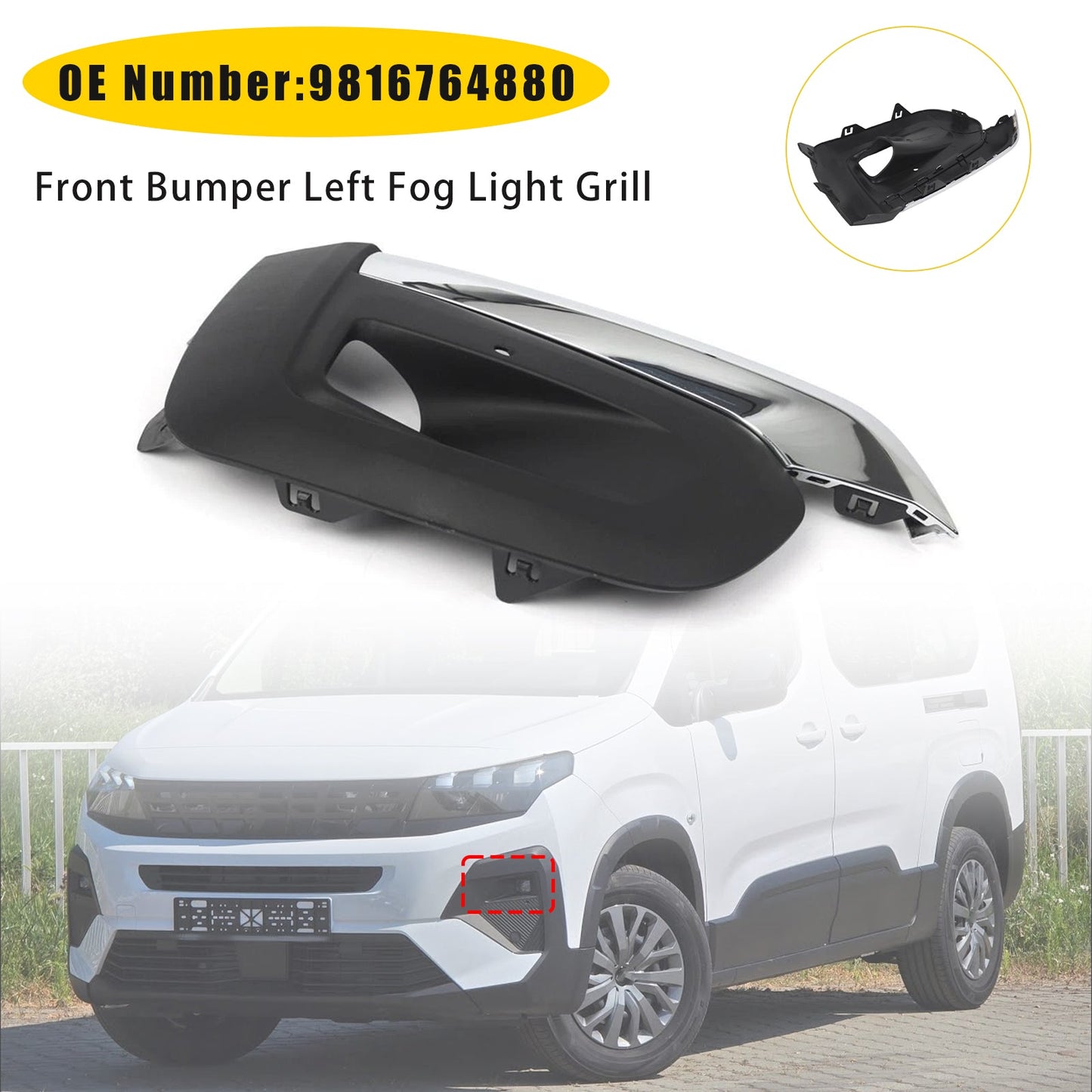 Griglia fendinebbia anteriore sinistra 9816764880 per Peugeot Rifter 2019-2025