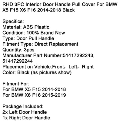 Copertura maniglia interna porta RHD 3 pezzi per BMW X5 F15 X6 F16 2014-2018