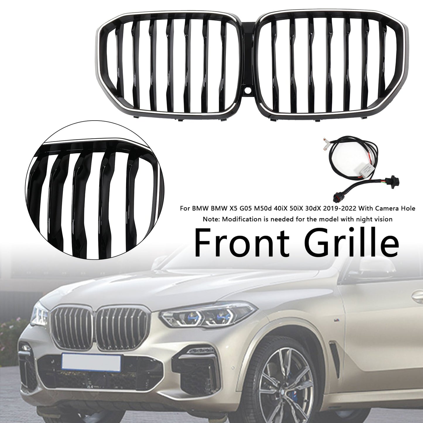 Griglia anteriore a rene nera lucida BMW X5 G05 2019-2022 M-Performance