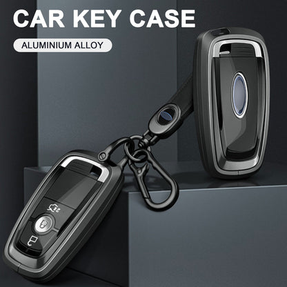 Custodia per chiave auto in TPU argentato in lega di alluminio con fibbia per Ford
