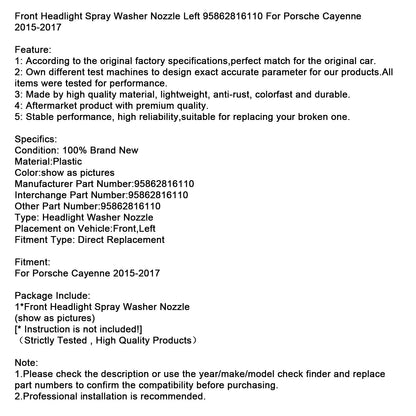 Ugello lavavetri anteriore sinistro Porsche Cayenne 2015-2017 95862816110